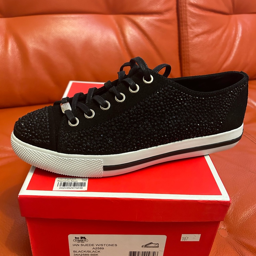 Coach black sneakers/keds Ian suede with black. In original box